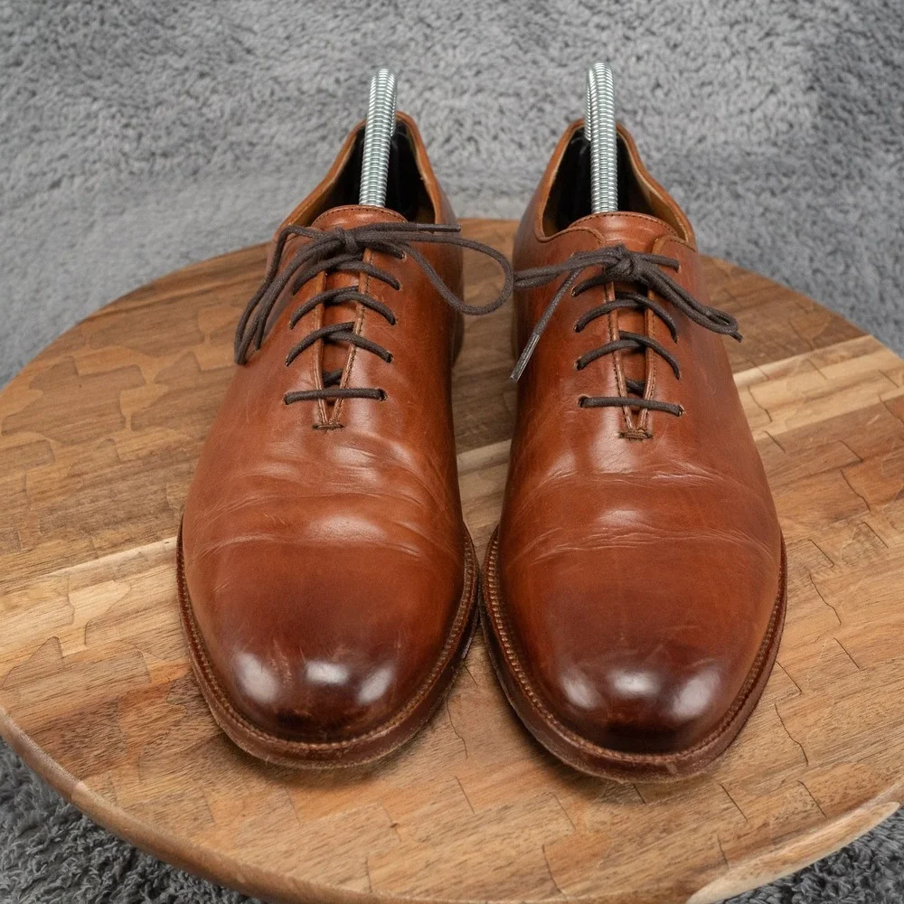 Mens 7.5 D Wide Cole Haan Gramercy Wholecut British Tan Leather Oxfords C29560